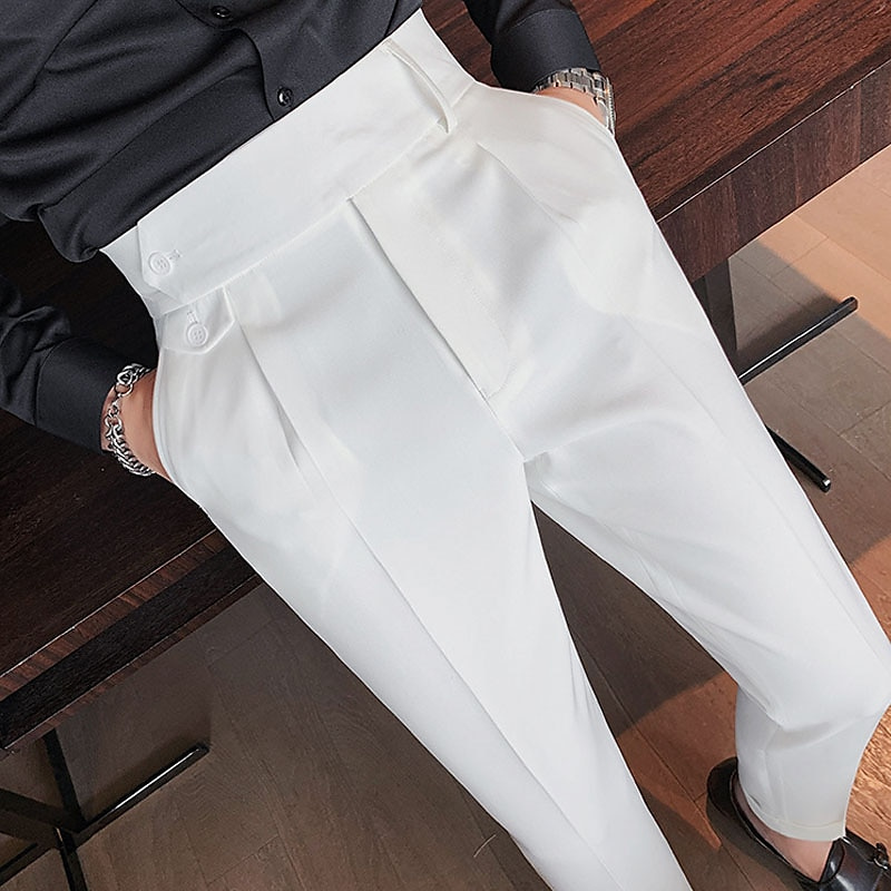 White Signature Flap Formal Gurkha Pant By KoreanVita