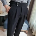 Black Signature Buttoned Formal Gurkha Pants by KoreanVita