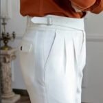 White Classic Buckle Formal Gurkha Pants By KoreanVita