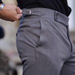 Gray Double Buttoned Slim Fit Chino Pants By KoreanVita